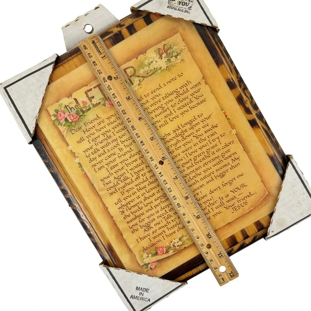 Vintage‎ The Letter Jesus Religious Wood Plaque Wall Art 8x10 USA Inspirational